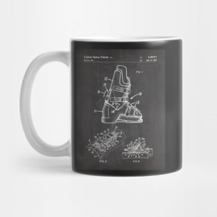 Ski Boots Patent - Skier Ski Lodge Chalet Art - Black Chalkboard Mug